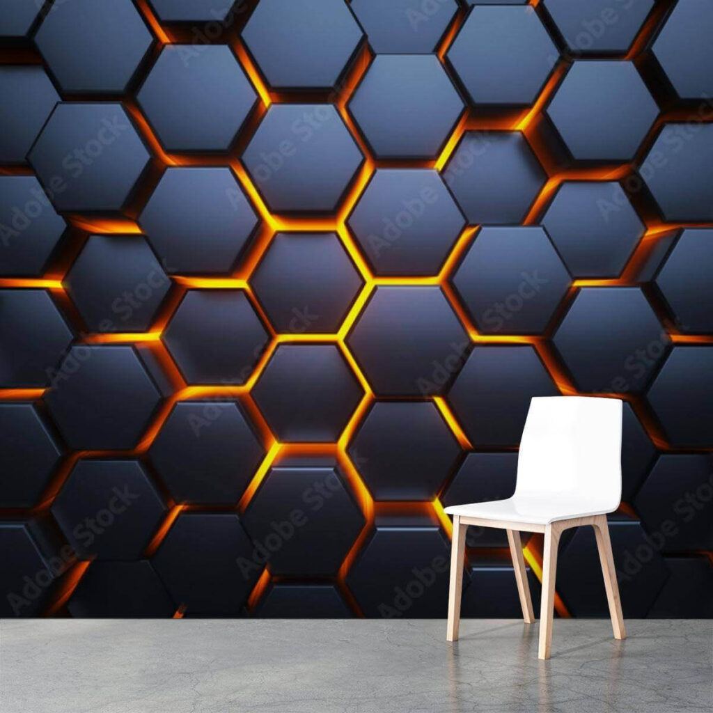 Black hexagons with orange lights Black hexagons with orange lights