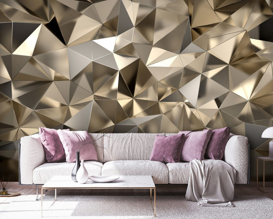 Geweven geometrisch patroon in neutrale tinten.