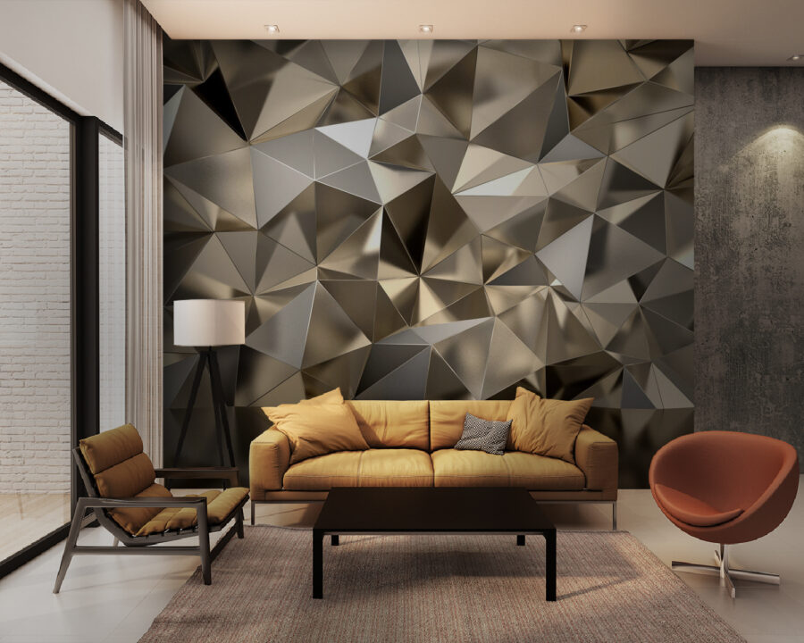 Geweven geometrisch patroon in neutrale tinten.