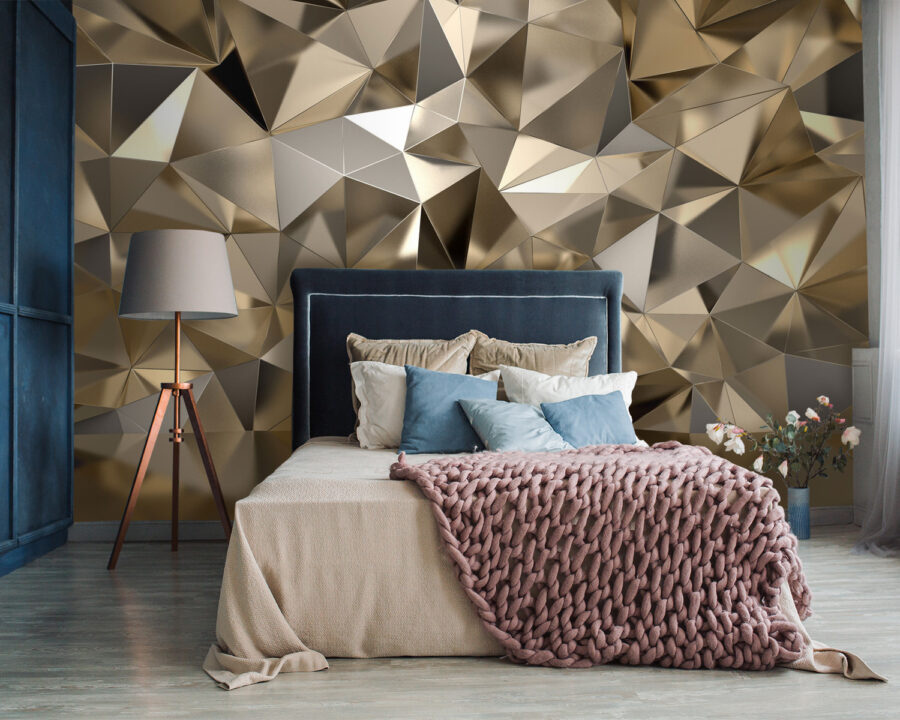 Geweven geometrisch patroon in neutrale tinten.