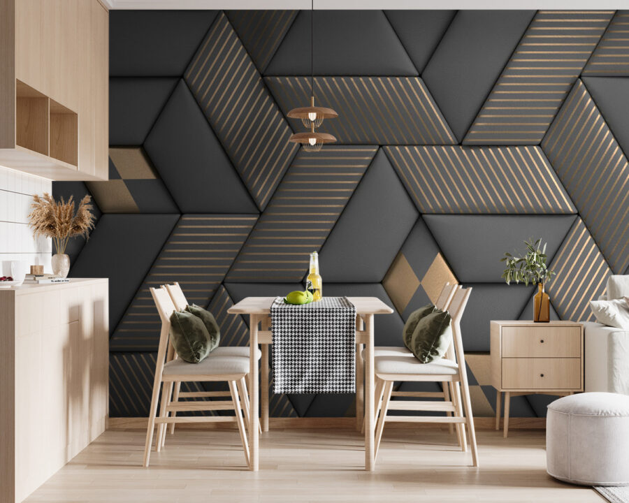 Geometrische elegantie in grijstinten en messing