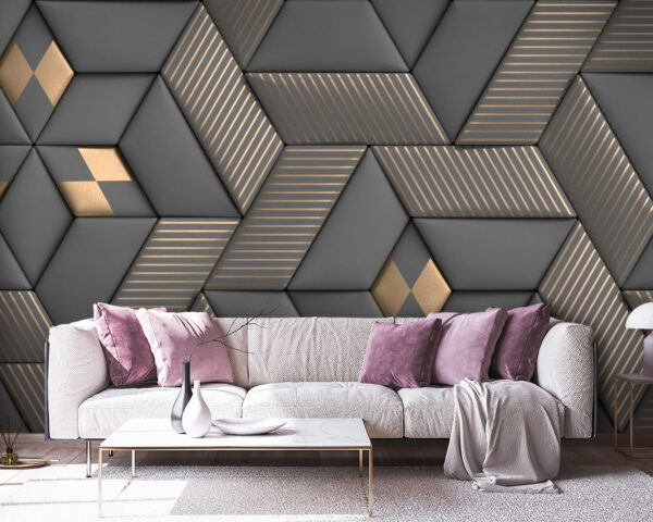 Geometrische elegantie in grijstinten en messing Geometrische elegantie in grijstinten en messing