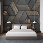 Fotobehang Geometrische elegantie in grijstinten en messing