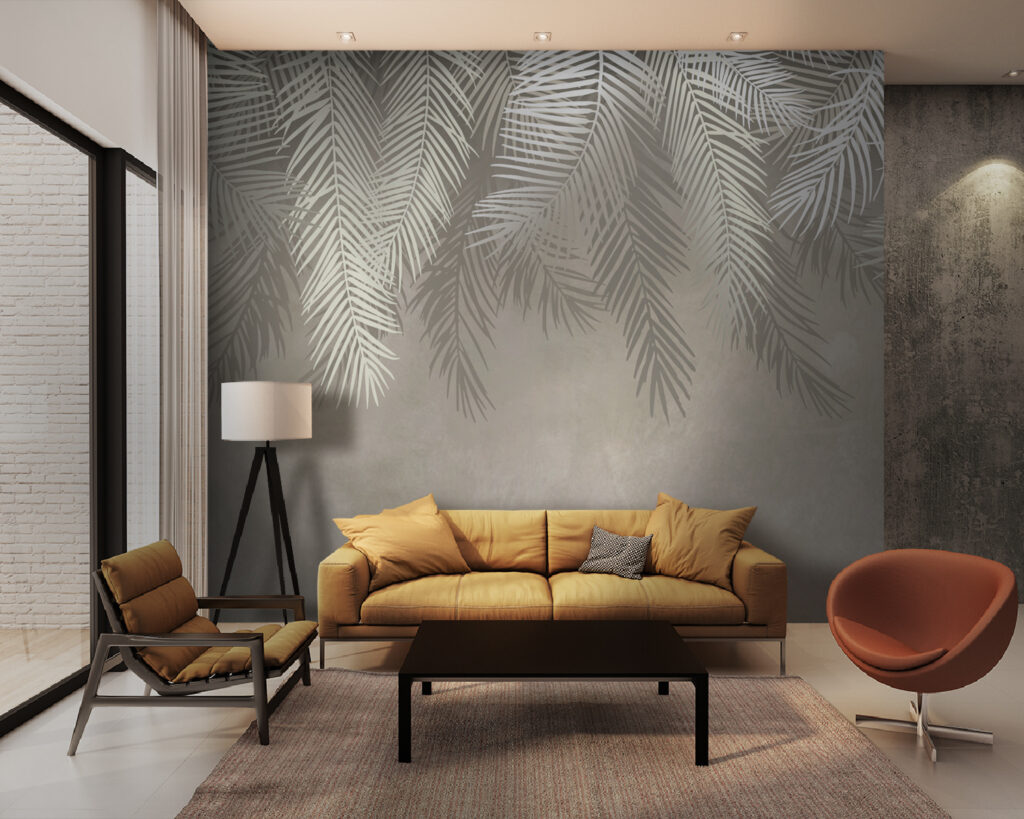 White leaves on a gray background