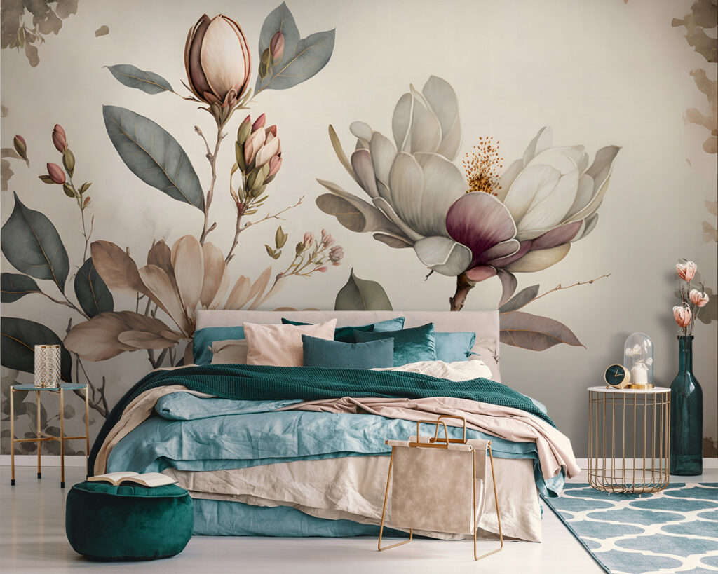 Elegant magnolia blooms in soft hues