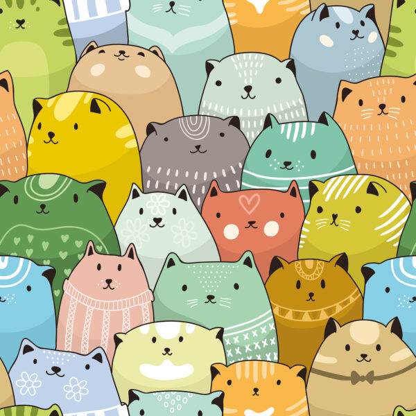 Groep katten in verschillende kleuren Groep katten in verschillende kleuren