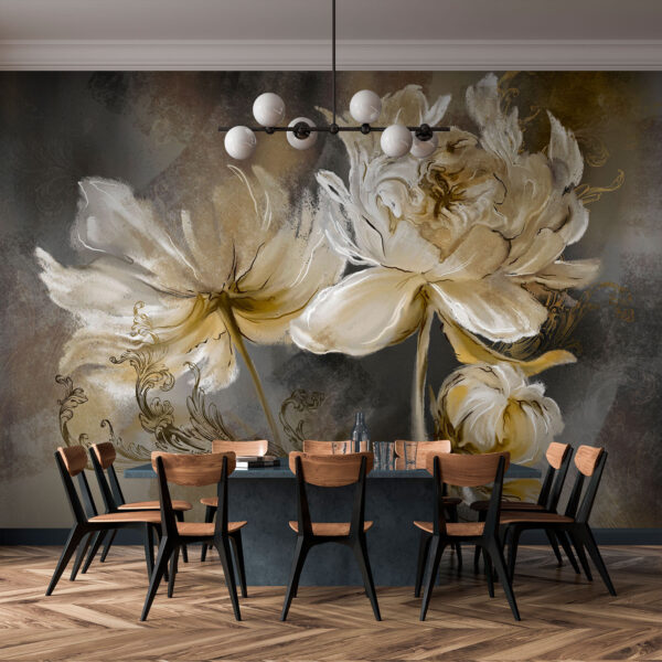 Schilderij van bloemen op een oppervlak Schilderij van bloemen op een oppervlak