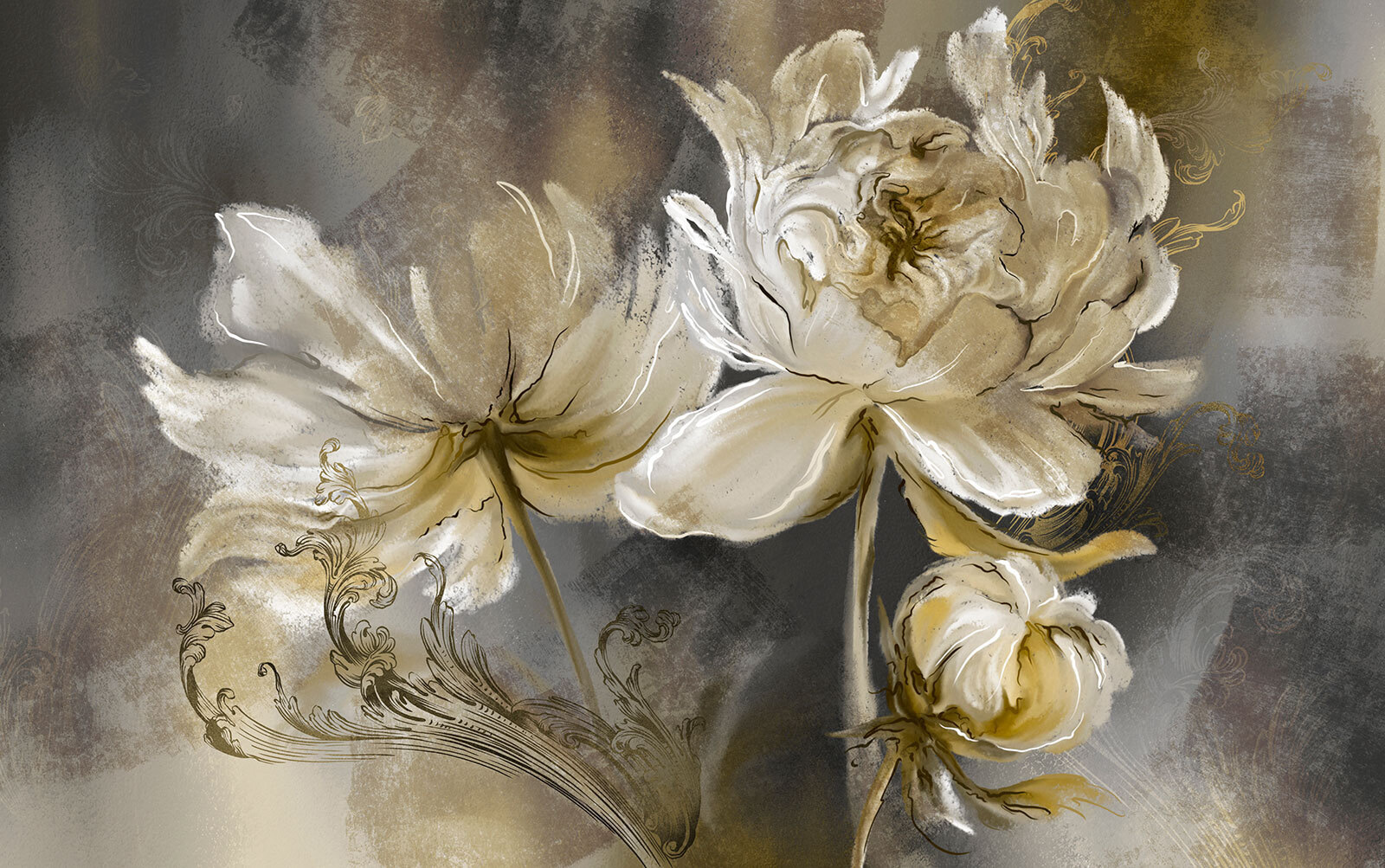 Painting of flowers on a surface Painting of flowers on a surface