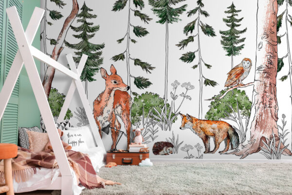 Groep dieren in een bos Groep dieren in een bos