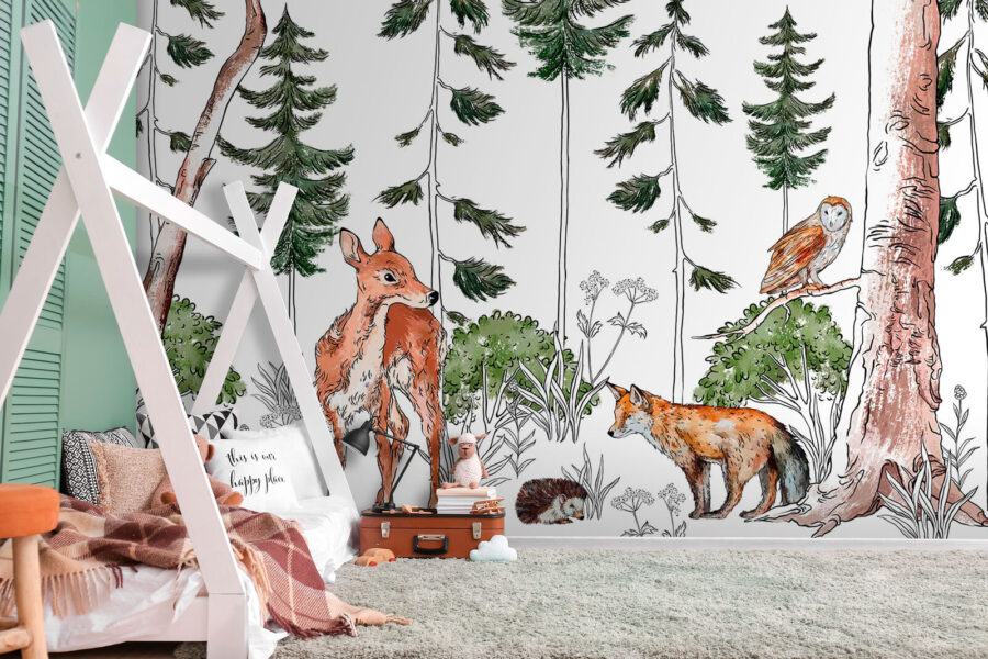 Groep dieren in een bos
