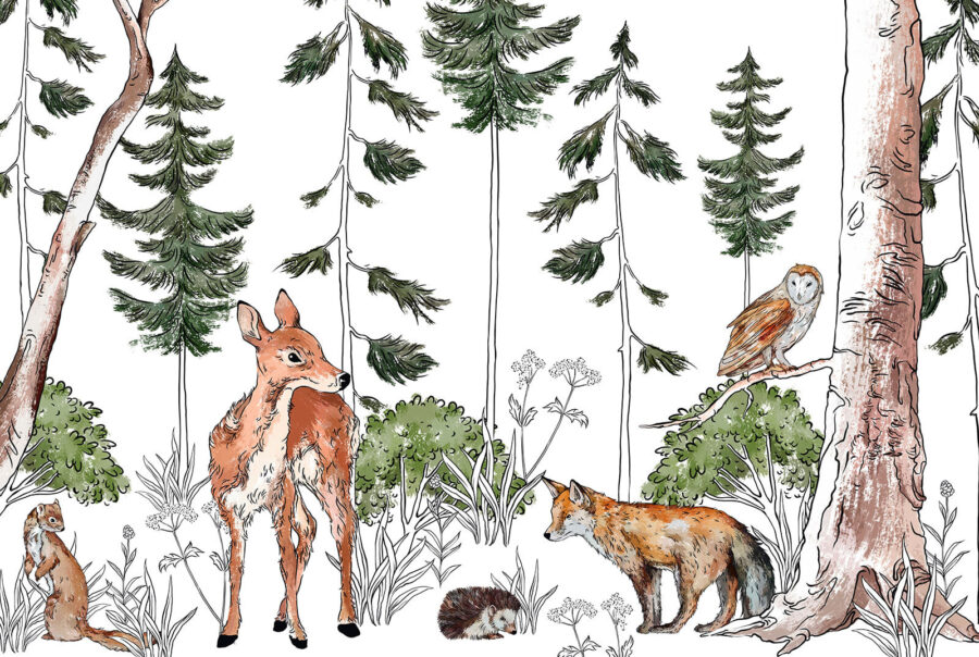 Groep dieren in een bos