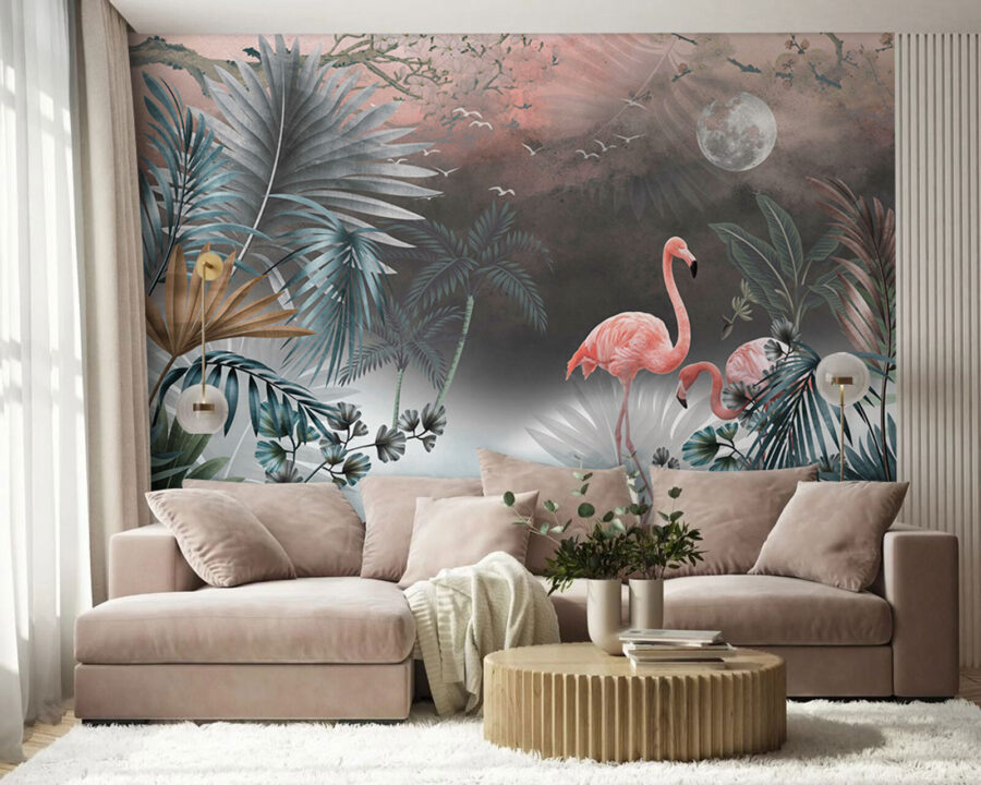 Schilderen van flamingo's en planten Schilderen van flamingo's en planten