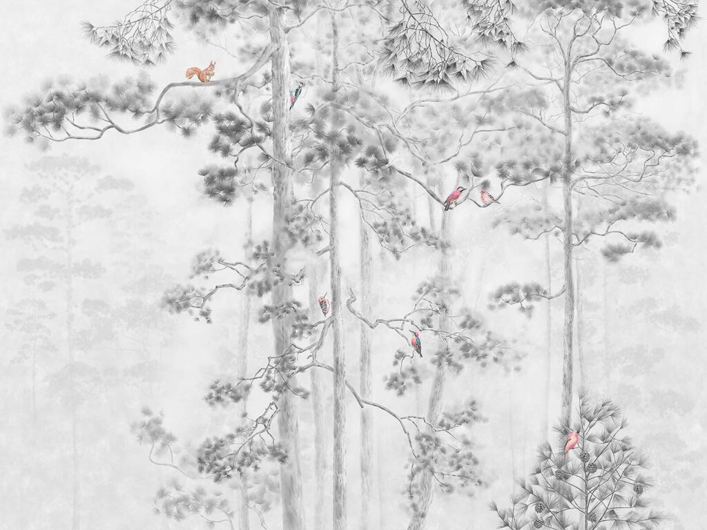 Groep vogels op bomen Groep vogels op bomen