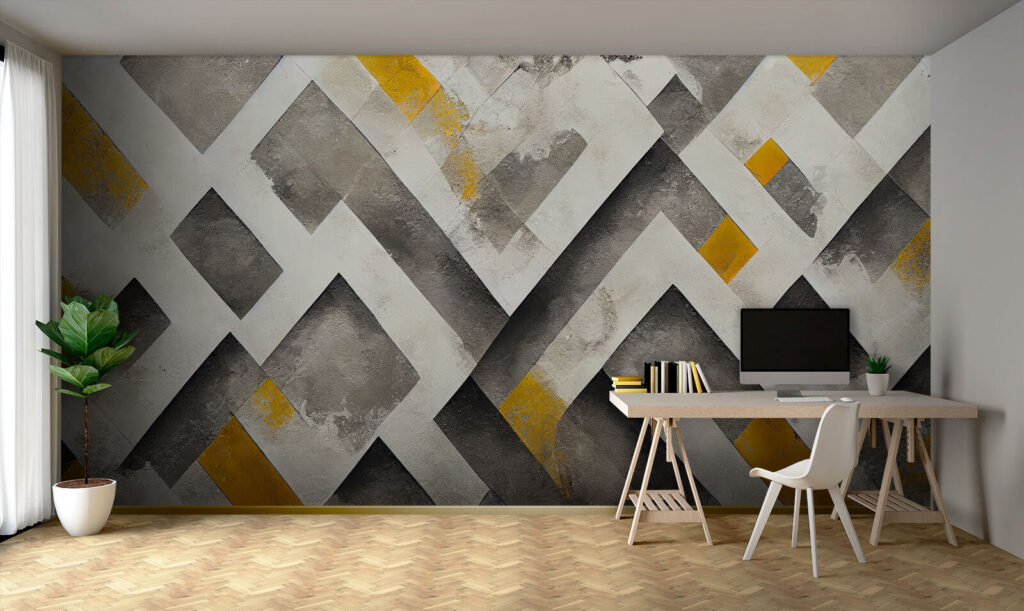 Grey and yellow painted wall