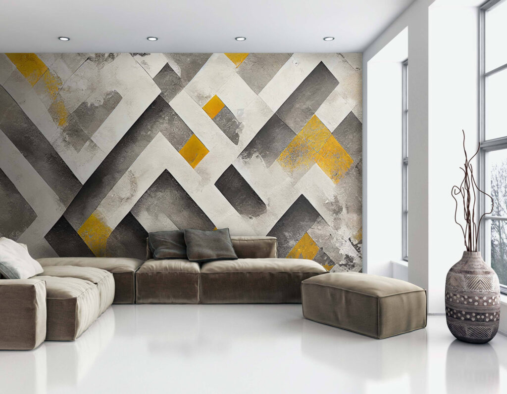 Grey and yellow painted wall