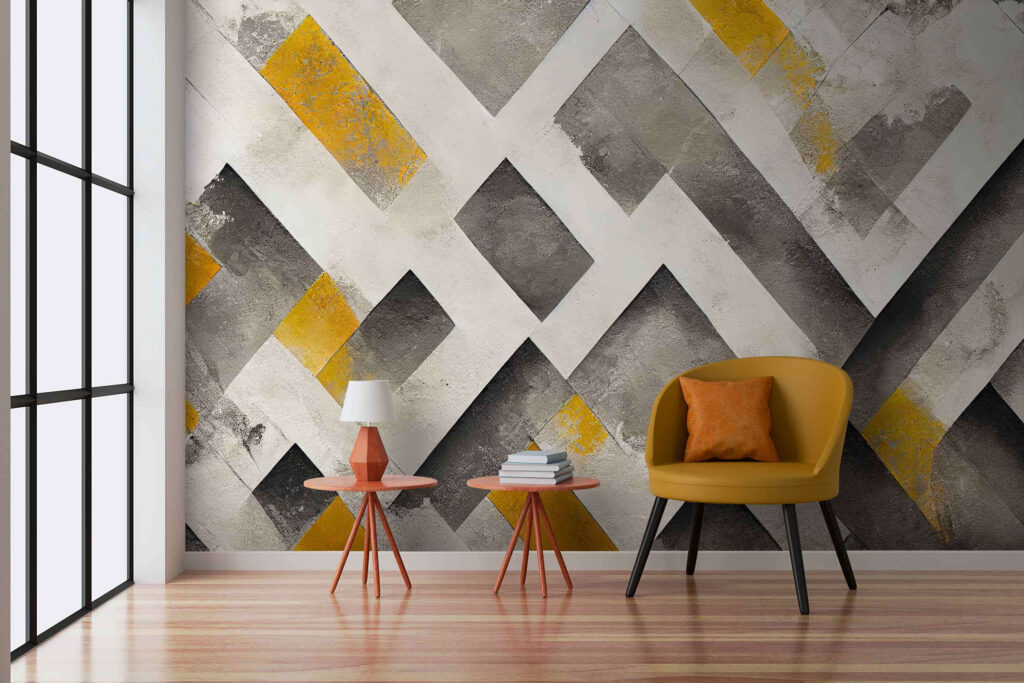 Grey and yellow painted wall