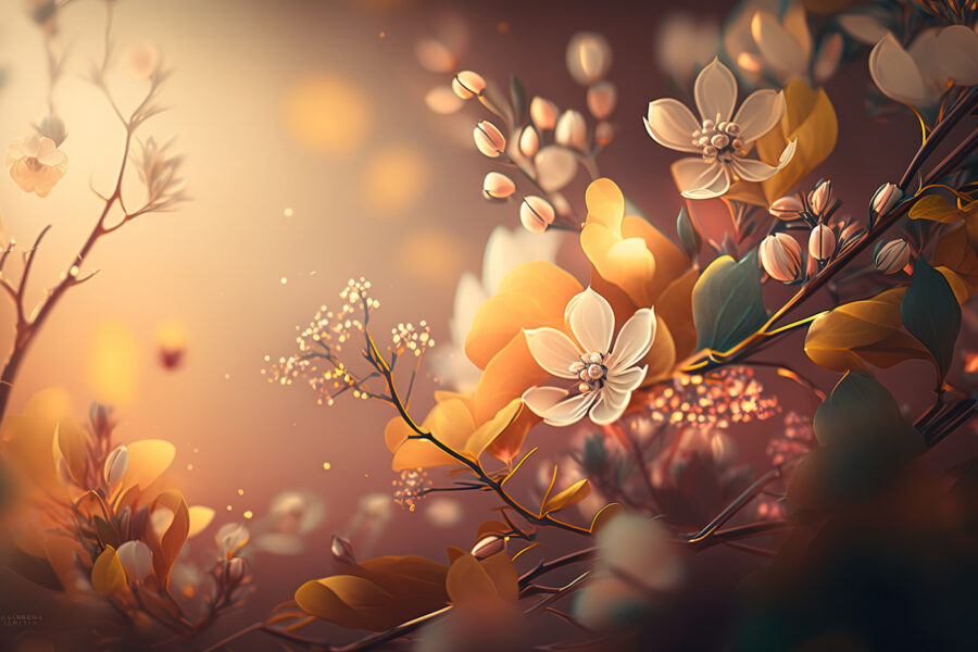 Delicate bloemen in zacht zonlicht