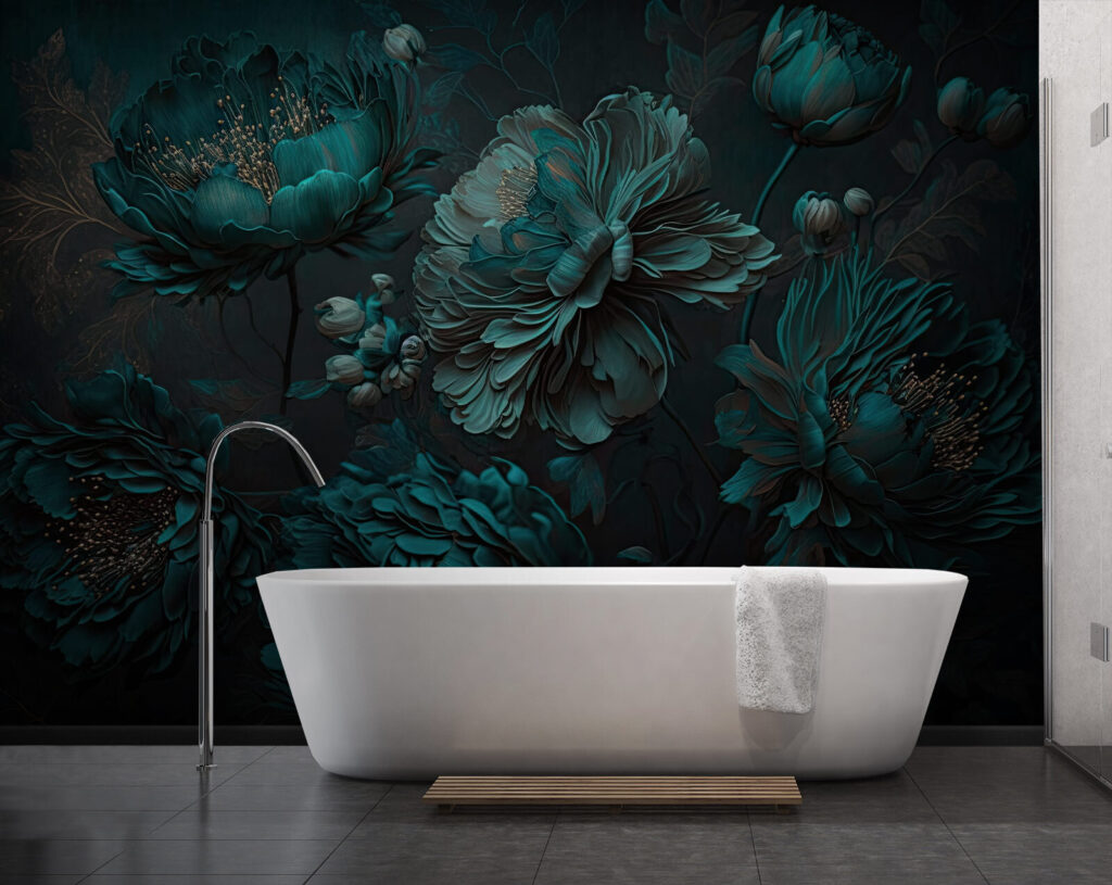 u75411pit1 1024x815 - Elegant groenblauw bloemstuk op canvas