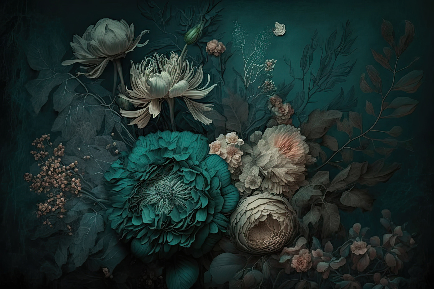 Elegant floral composition with deep hues Elegant floral composition with deep hues