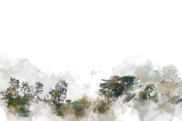 Aquarel van bomen en wolken Aquarel van bomen en wolken