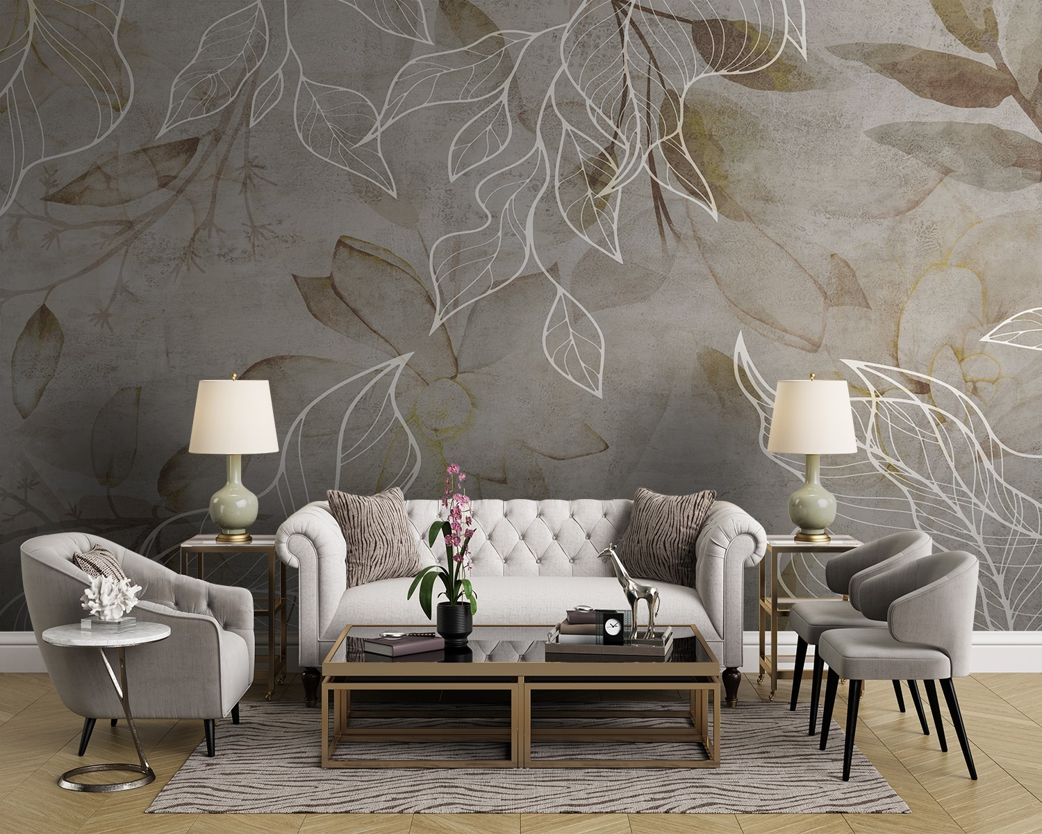 Elegant leaves on a textured background