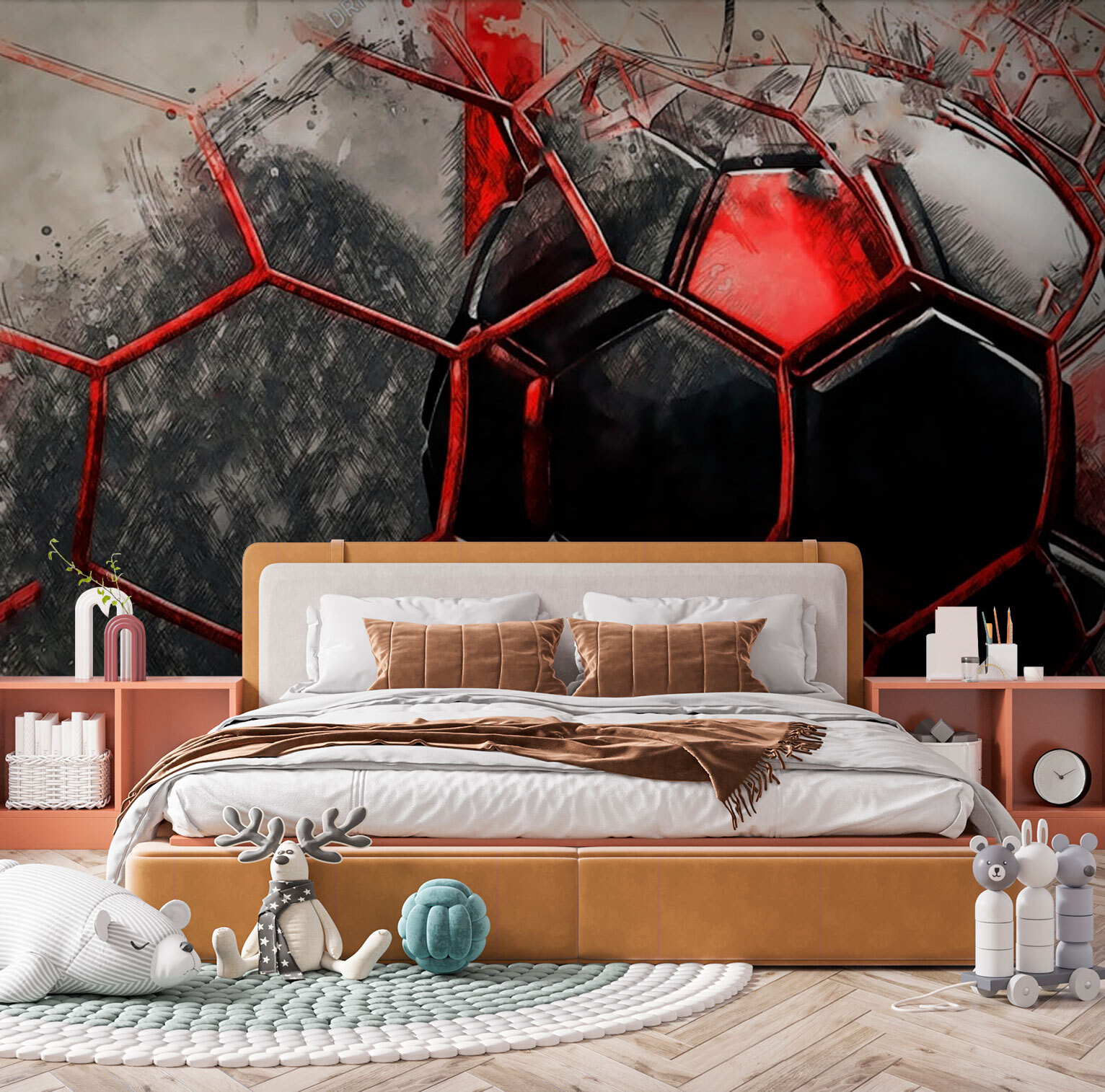 Football ball in a net