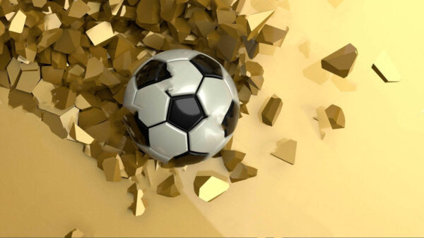 Voetbal in een stapel gebroken stukken Voetbal in een stapel gebroken stukken
