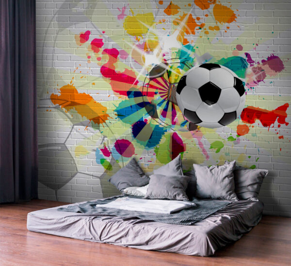 Voetbal op een bakstenen muur Voetbal op een bakstenen muur