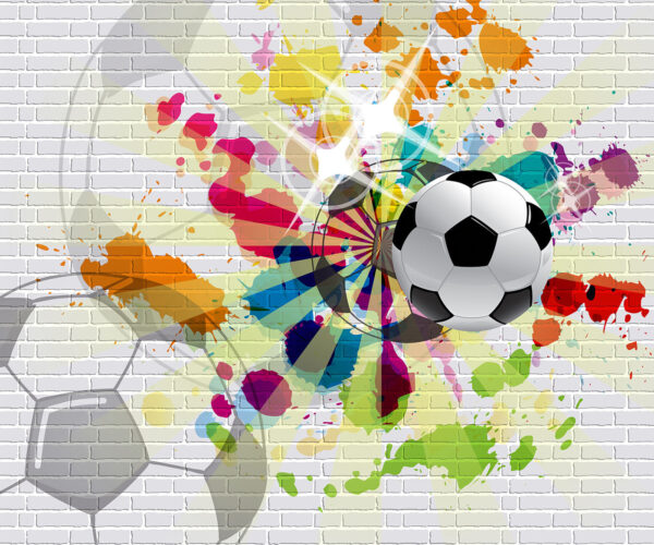 Voetbal op een bakstenen muur Voetbal op een bakstenen muur