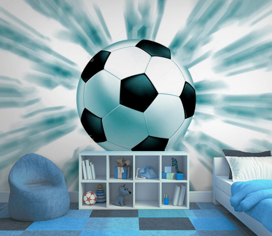 Fotobehang Voetbal die door de lucht vliegt - Afbeelding 3