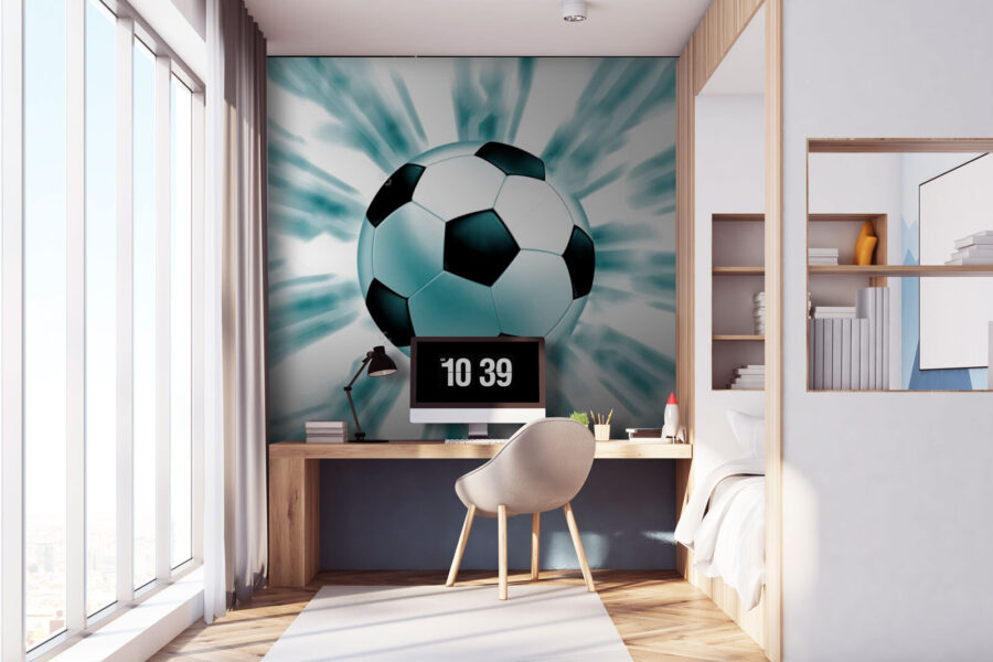 Fotobehang Voetbal die door de lucht vliegt - Afbeelding 2