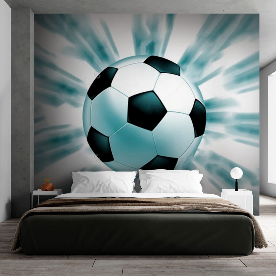 Fotobehang Voetbal die door de lucht vliegt