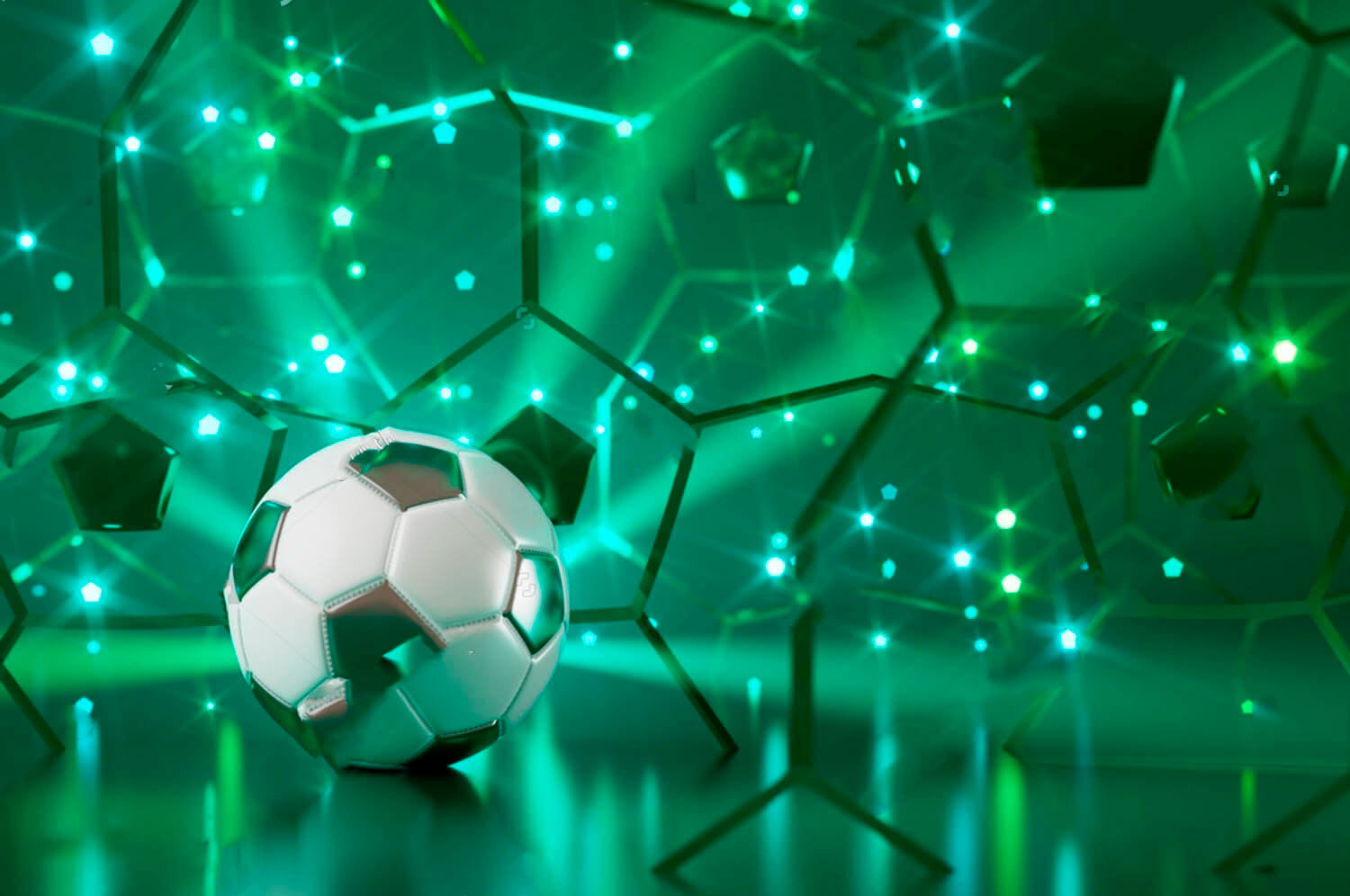 Football ball on a reflective surface Football ball on a reflective surface