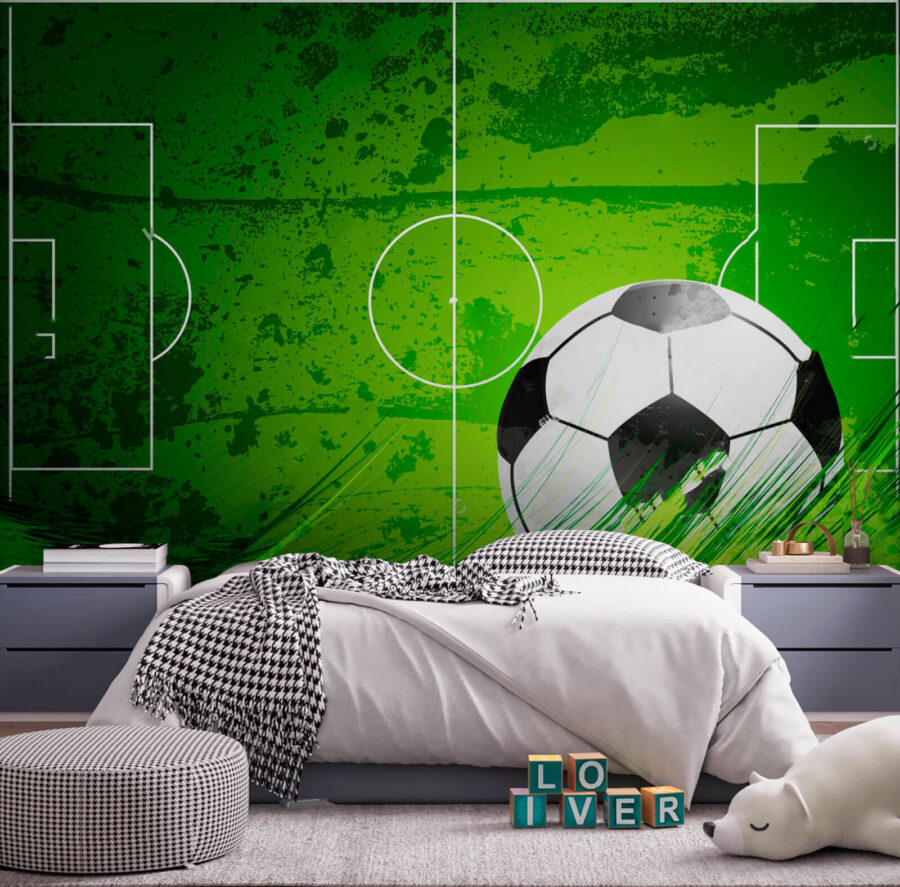 Voetbal op een groen veld