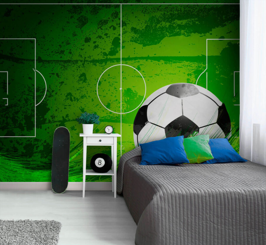 Voetbal op een groen veld