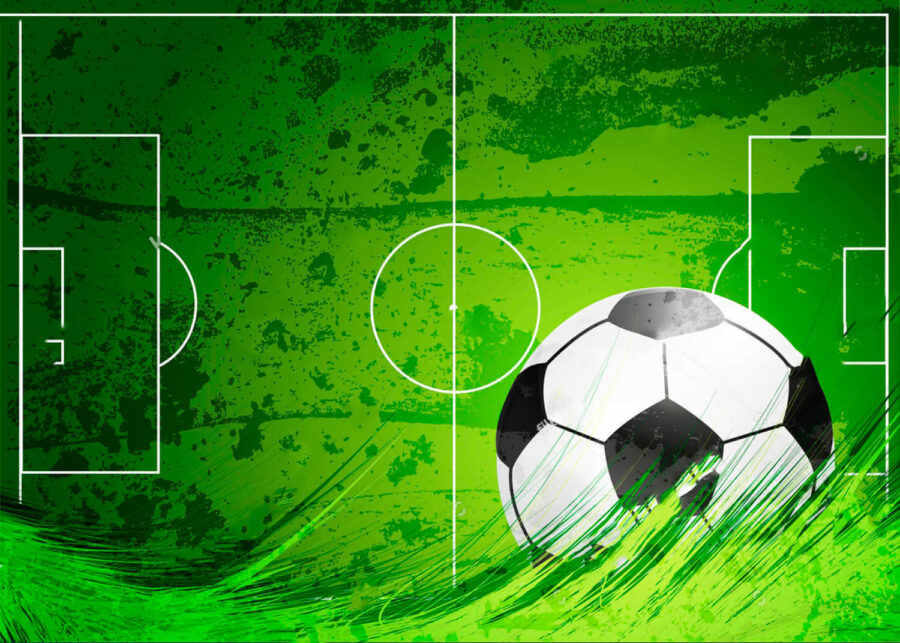 Voetbal op een groen veld