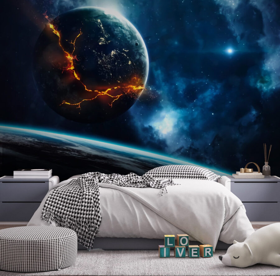 Planeet met een scheur in de aarde