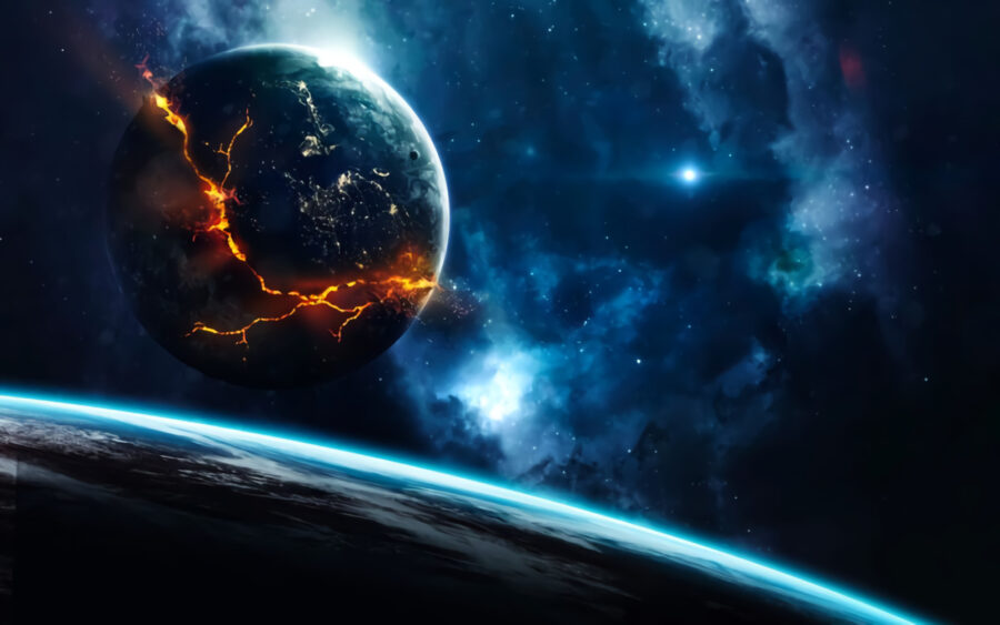 Planeet met een scheur in de aarde