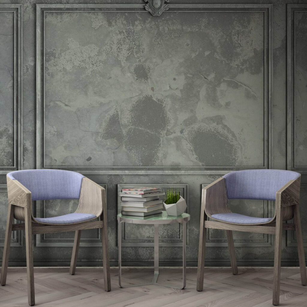 Grey wall with square tiles