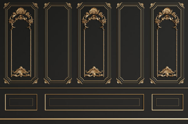 Elegant black panels with ornate accents