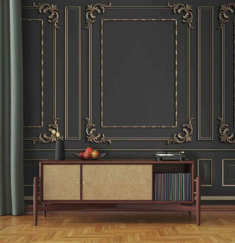 Elegant sierlijk wandontwerp in donkere tinten