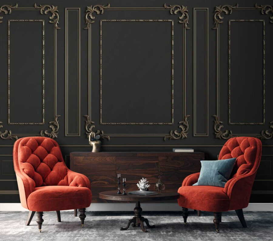 Elegant sierlijk wandontwerp in donkere tinten