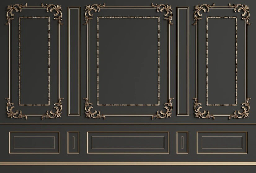 Elegant sierlijk wandontwerp in donkere tinten