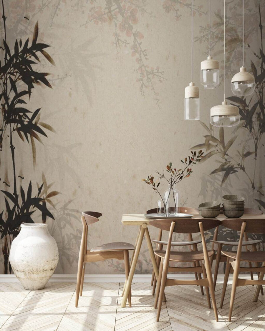 Zwart-wit afbeelding van een bamboeplant Zwart-wit afbeelding van een bamboeplant