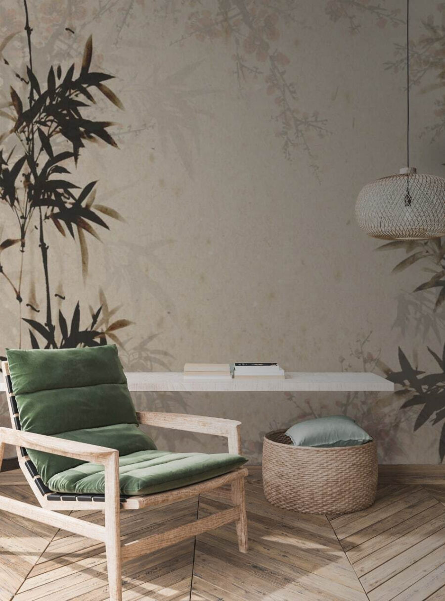 Zwart-wit afbeelding van een bamboeplant Zwart-wit afbeelding van een bamboeplant