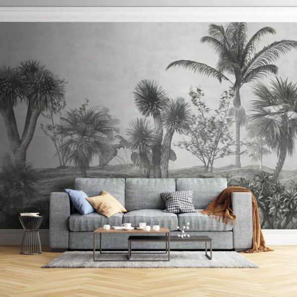 Landschap met palmbomen en struiken Landschap met palmbomen en struiken