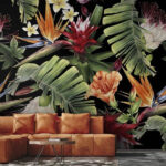 Fotobehang Bloemenpatroon met bloemen en bladeren