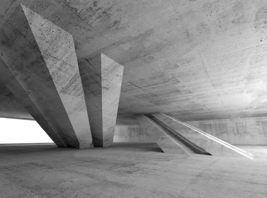 Betonnen kamer met kolommen