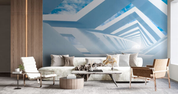 Fotobehang Fotobehang Witte structuur met blauwe lucht en wolken (Artikelnummer: u72291)