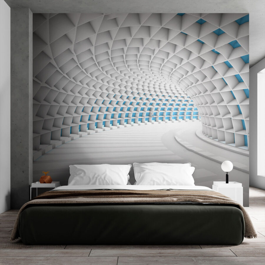 Witte tunnel met blauwe vierkantjes u72280pib1m 900x901 - Witte tunnel met blauwe vierkantjes - tegory